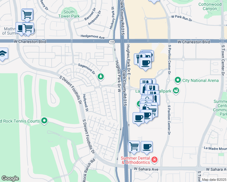 map of restaurants, bars, coffee shops, grocery stores, and more near 1807 Solvang Mill Drive in Las Vegas