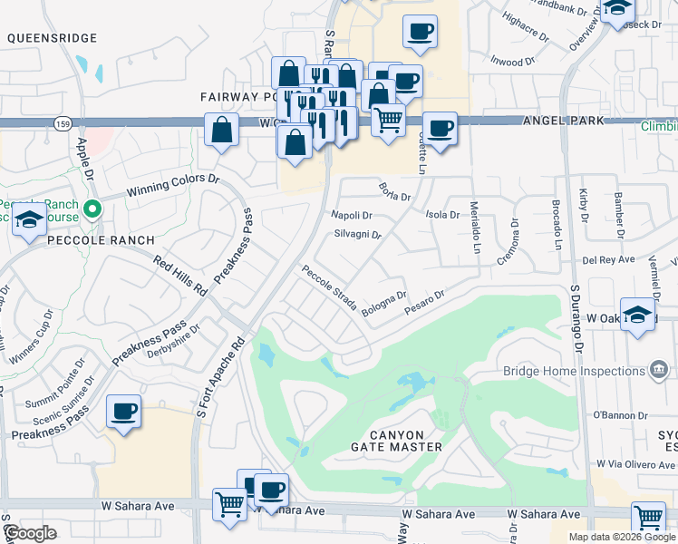 map of restaurants, bars, coffee shops, grocery stores, and more near 8908 Dio Guardi Drive in Las Vegas