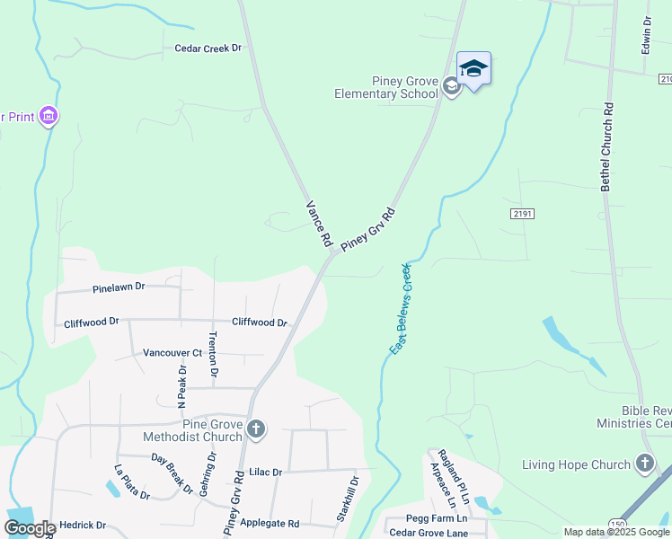 map of restaurants, bars, coffee shops, grocery stores, and more near 1212 Piney Grove Road in Kernersville