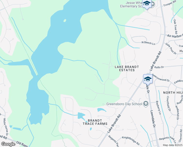 map of restaurants, bars, coffee shops, grocery stores, and more near 2407 Deer Track Lane in Greensboro