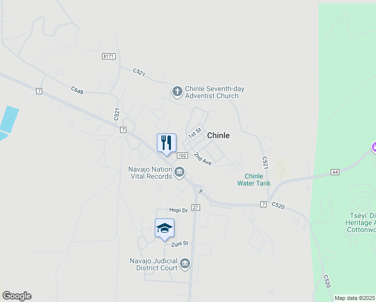 map of restaurants, bars, coffee shops, grocery stores, and more near Main Street in Chinle