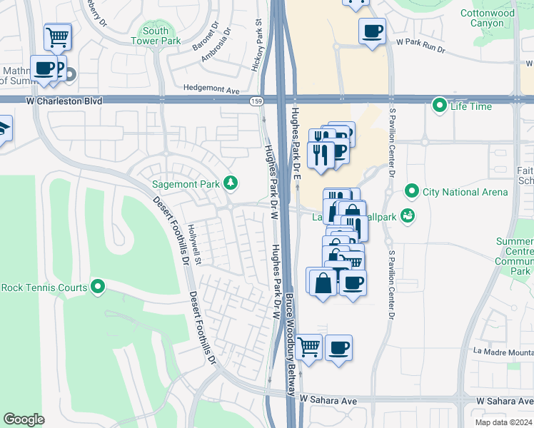 map of restaurants, bars, coffee shops, grocery stores, and more near 1788 Solvang Mill Drive in Las Vegas