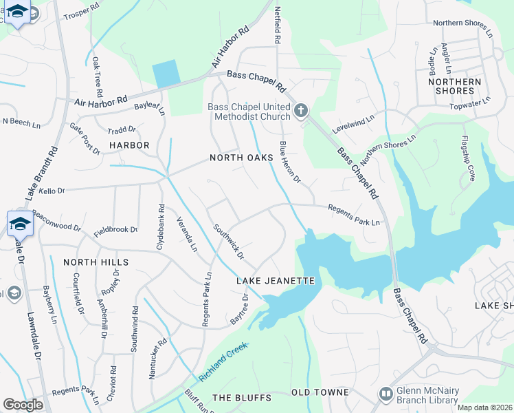map of restaurants, bars, coffee shops, grocery stores, and more near 1802 Regents Park Lane in Greensboro
