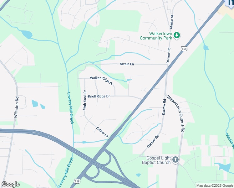 map of restaurants, bars, coffee shops, grocery stores, and more near 3201 Knoll Ridge Drive in Walkertown