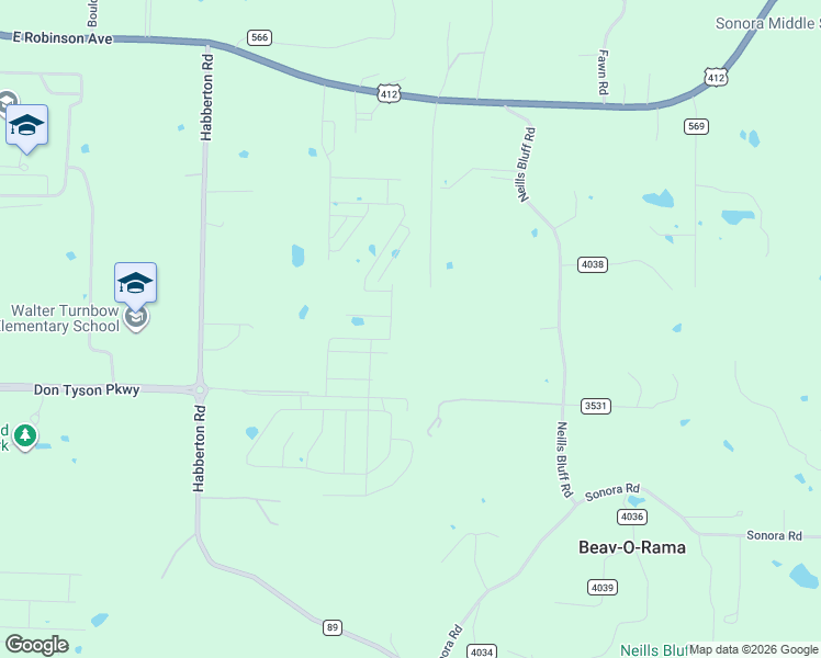 map of restaurants, bars, coffee shops, grocery stores, and more near 5438 Horn Lane in Springdale