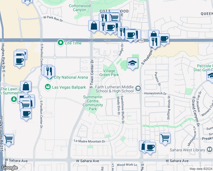 map of restaurants, bars, coffee shops, grocery stores, and more near 1628 Boundary Peak Way in Las Vegas