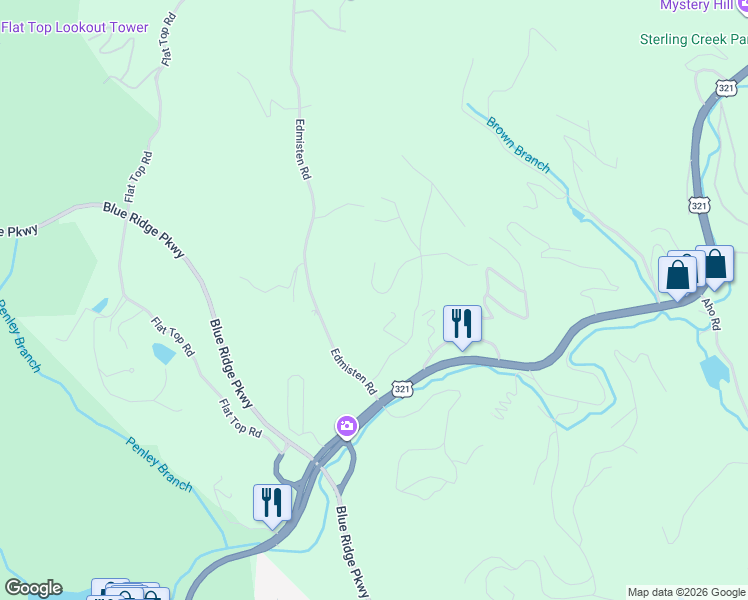 map of restaurants, bars, coffee shops, grocery stores, and more near 221 Boulder Lane in Blowing Rock