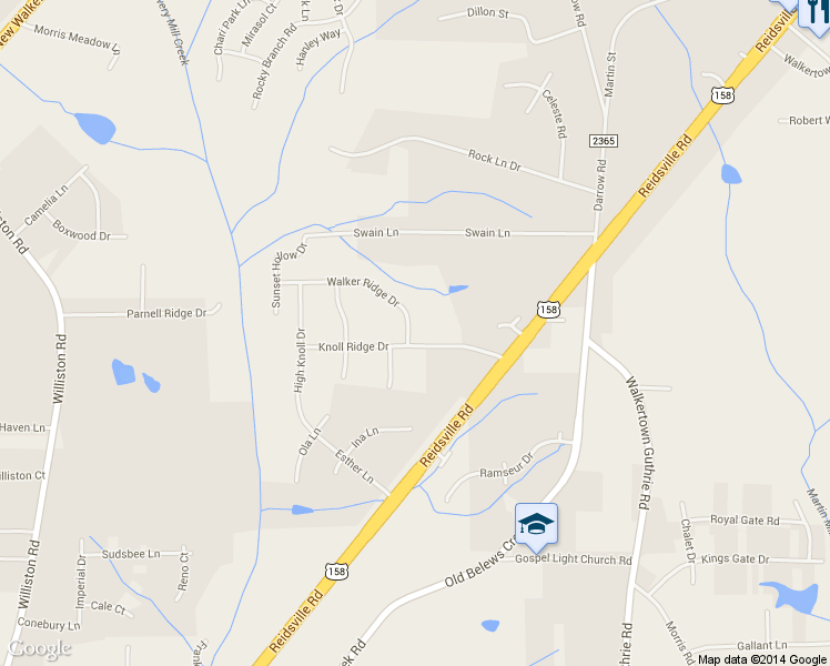map of restaurants, bars, coffee shops, grocery stores, and more near 3201 Knoll Ridge Drive in Walkertown
