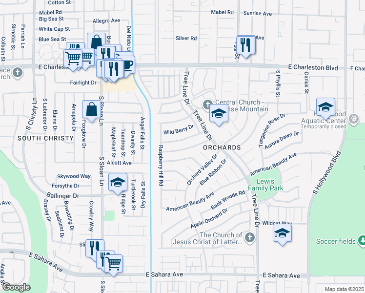 map of restaurants, bars, coffee shops, grocery stores, and more near 6094 Bing Cherry Drive in Las Vegas