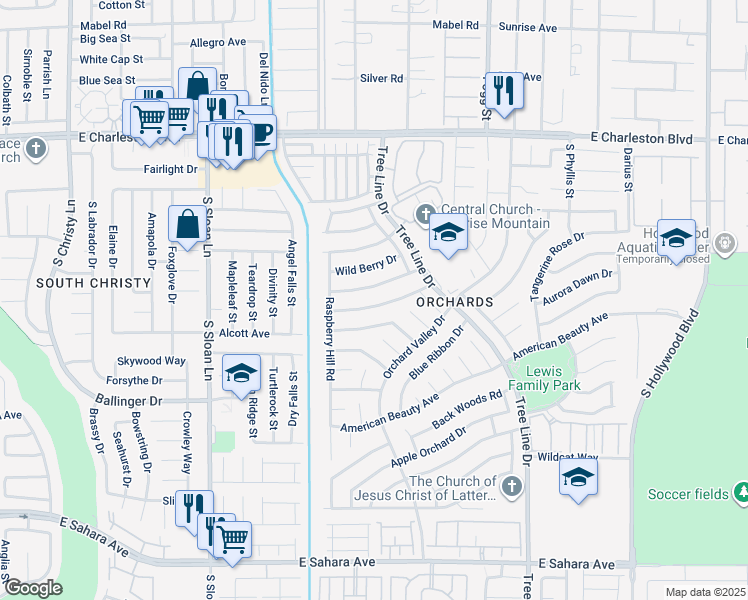 map of restaurants, bars, coffee shops, grocery stores, and more near 6094 Bing Cherry Drive in Las Vegas
