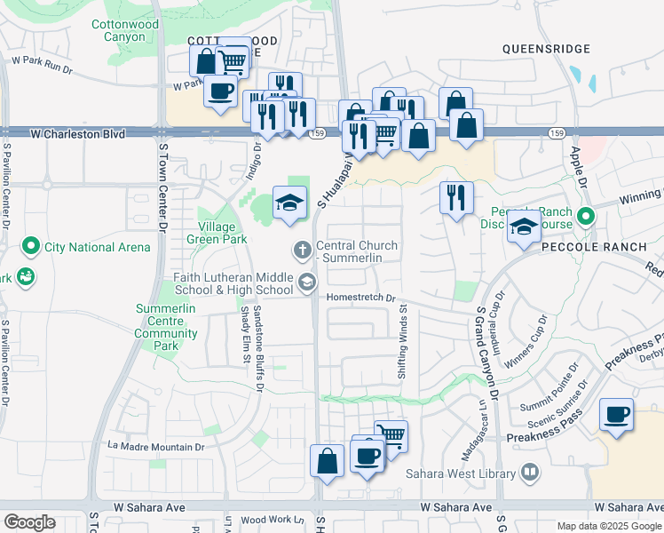 map of restaurants, bars, coffee shops, grocery stores, and more near 10020 Camino Loma Verde Avenue in Las Vegas
