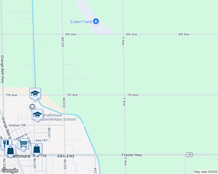 map of restaurants, bars, coffee shops, grocery stores, and more near 23550A Avenue 200 in Strathmore