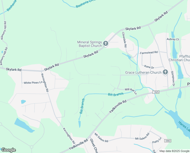 map of restaurants, bars, coffee shops, grocery stores, and more near 5882 Millstone Lane in Pfafftown