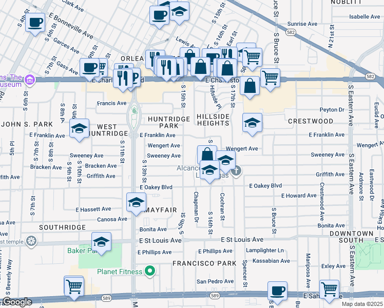 map of restaurants, bars, coffee shops, grocery stores, and more near 1408 Maria Elena Drive in Las Vegas