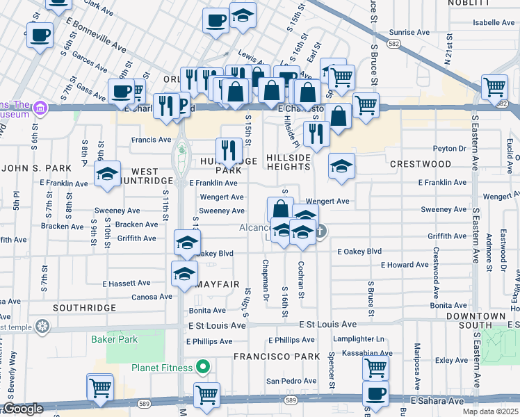 map of restaurants, bars, coffee shops, grocery stores, and more near 1408 Maria Elena Drive in Las Vegas