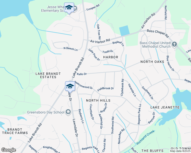 map of restaurants, bars, coffee shops, grocery stores, and more near 2109 Kello Drive in Greensboro