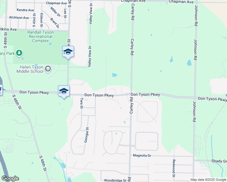 map of restaurants, bars, coffee shops, grocery stores, and more near 3540 Hamm Lane in Springdale