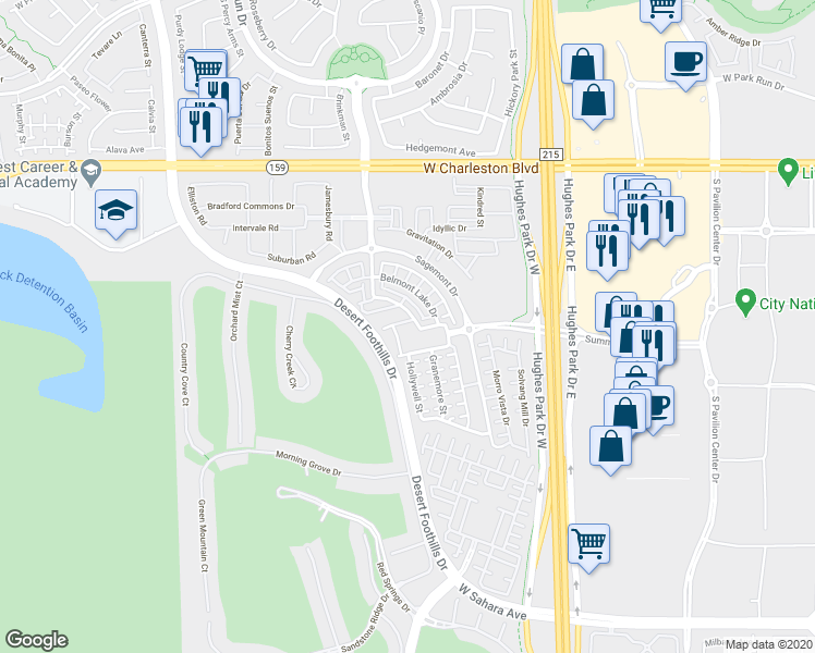 map of restaurants, bars, coffee shops, grocery stores, and more near 11375 Ogden Mills Drive in Las Vegas