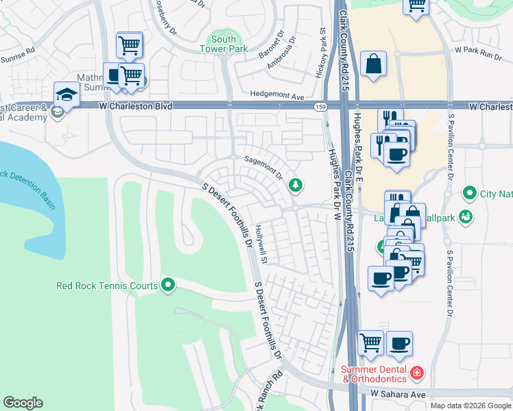 map of restaurants, bars, coffee shops, grocery stores, and more near 11359 Belmont Lake Drive in Las Vegas