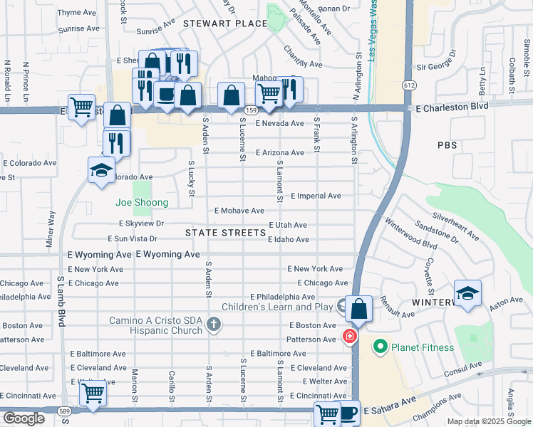 map of restaurants, bars, coffee shops, grocery stores, and more near 4755 East Imperial Avenue in Las Vegas