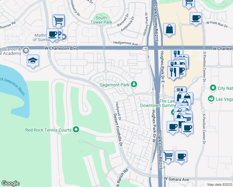 map of restaurants, bars, coffee shops, grocery stores, and more near 11359 Belmont Lake Drive in Las Vegas