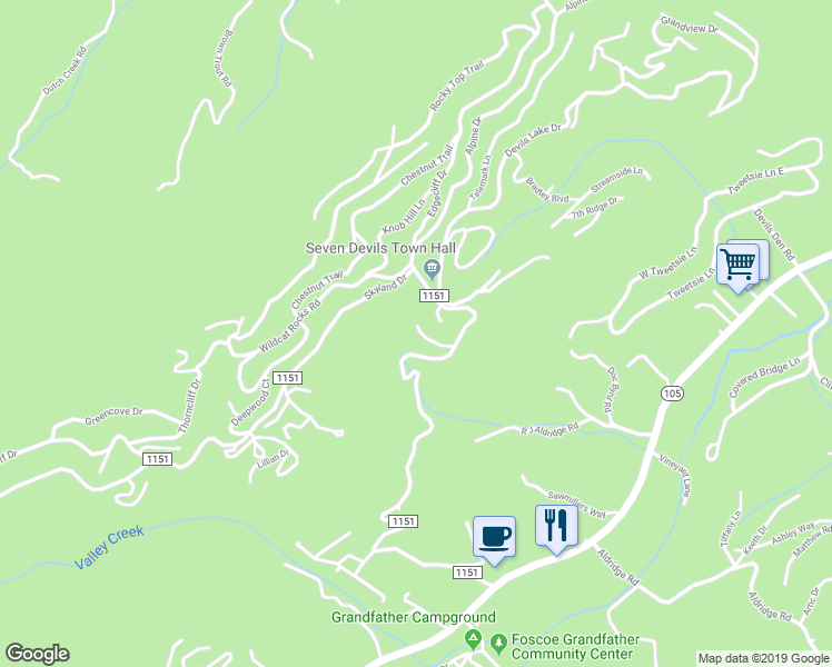 map of restaurants, bars, coffee shops, grocery stores, and more near 185 Hawks Peak Lane in Banner Elk
