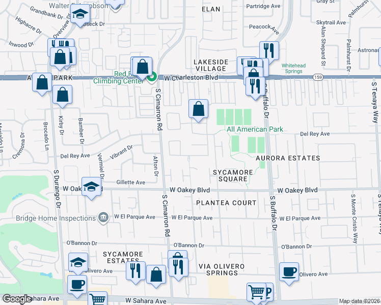 map of restaurants, bars, coffee shops, grocery stores, and more near 1504 Winslow Street in Las Vegas