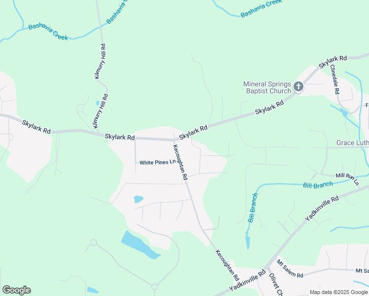 map of restaurants, bars, coffee shops, grocery stores, and more near 5960 Skylark Road in Pfafftown