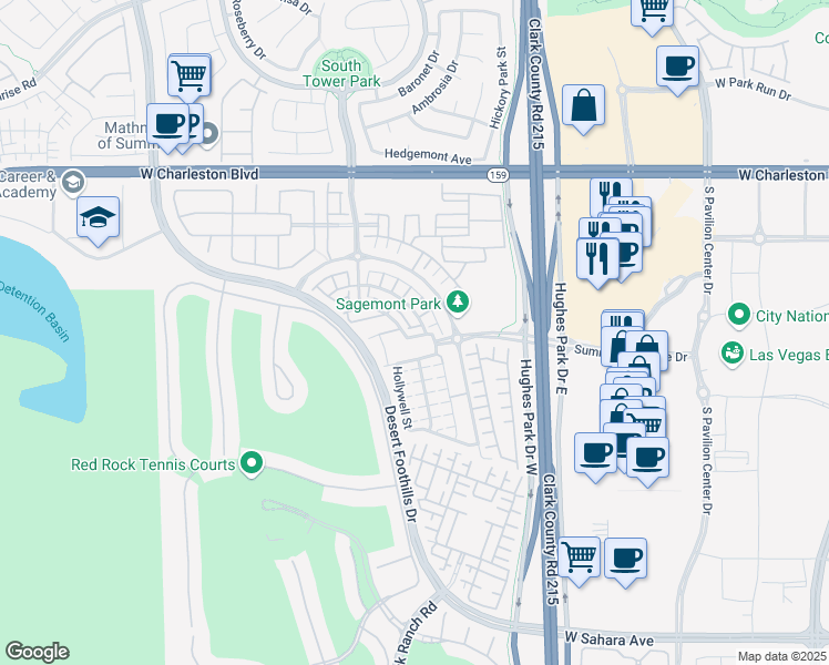 map of restaurants, bars, coffee shops, grocery stores, and more near 11346 Bedford Commons Drive in Las Vegas