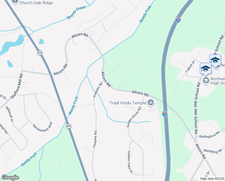 map of restaurants, bars, coffee shops, grocery stores, and more near 7779 Alcorn Road in Oak Ridge