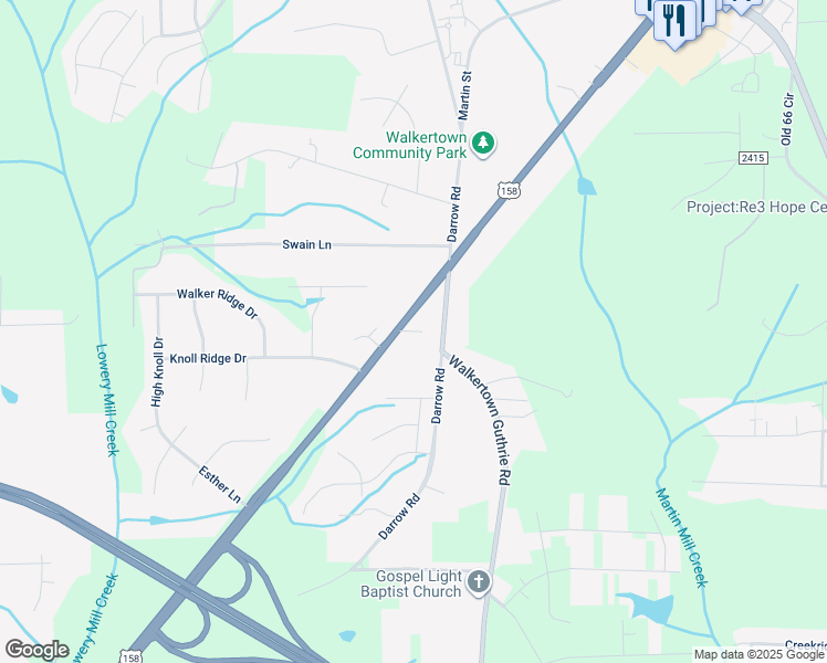 map of restaurants, bars, coffee shops, grocery stores, and more near 4974 Reidsville Road in Walkertown