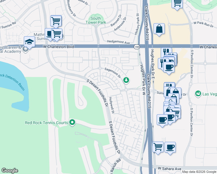 map of restaurants, bars, coffee shops, grocery stores, and more near 11383 Ogden Mills Drive in Las Vegas