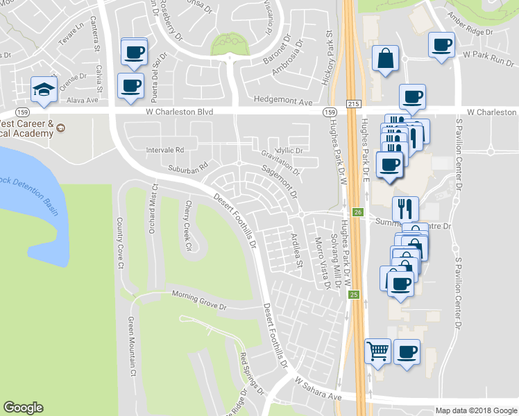 map of restaurants, bars, coffee shops, grocery stores, and more near 11383 Ogden Mills Drive in Las Vegas