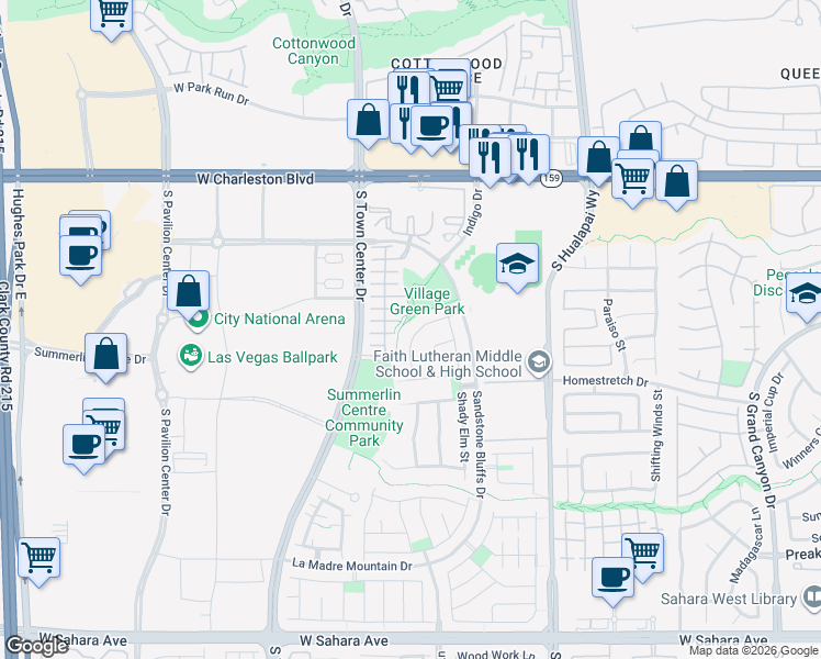 map of restaurants, bars, coffee shops, grocery stores, and more near 1581 Boundary Peak Way in Las Vegas