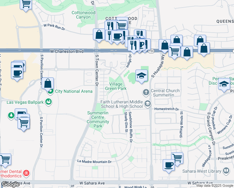 map of restaurants, bars, coffee shops, grocery stores, and more near 1560 Boundary Peak Way in Las Vegas