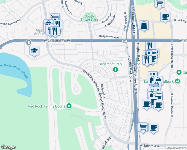 map of restaurants, bars, coffee shops, grocery stores, and more near 11405 Ogden Mills Drive in Las Vegas