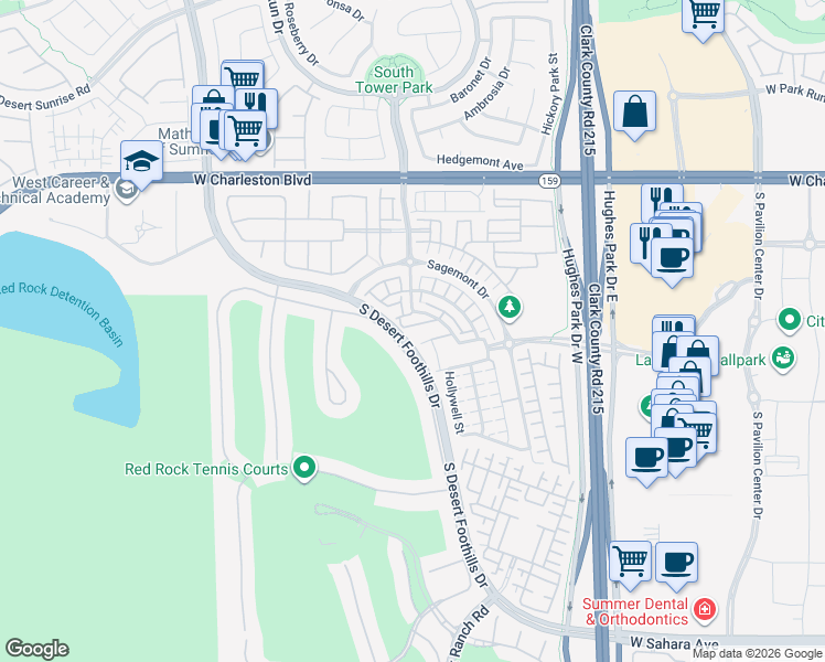 map of restaurants, bars, coffee shops, grocery stores, and more near 11405 Ogden Mills Drive in Las Vegas