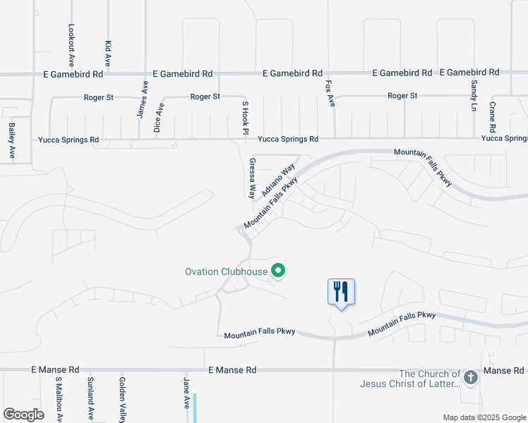 map of restaurants, bars, coffee shops, grocery stores, and more near Mountain Falls Parkway in Pahrump