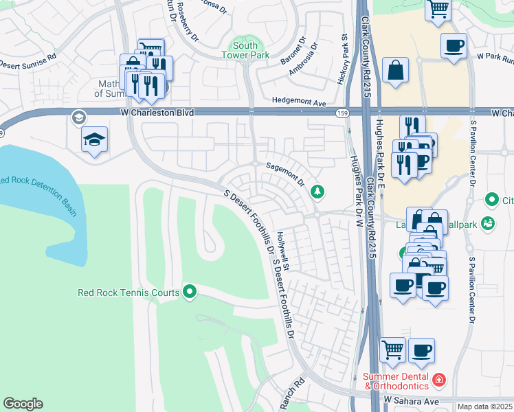 map of restaurants, bars, coffee shops, grocery stores, and more near 101 Ogden Mills Drive in Las Vegas