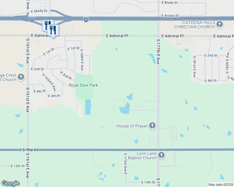 map of restaurants, bars, coffee shops, grocery stores, and more near 728 South Lynn Lane Road in Tulsa