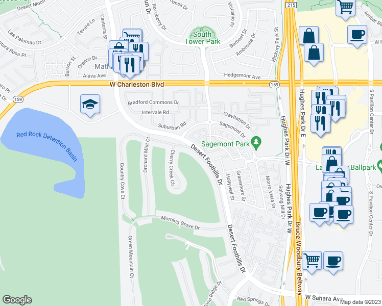 map of restaurants, bars, coffee shops, grocery stores, and more near 1993 Alcova Ridge Drive in Las Vegas