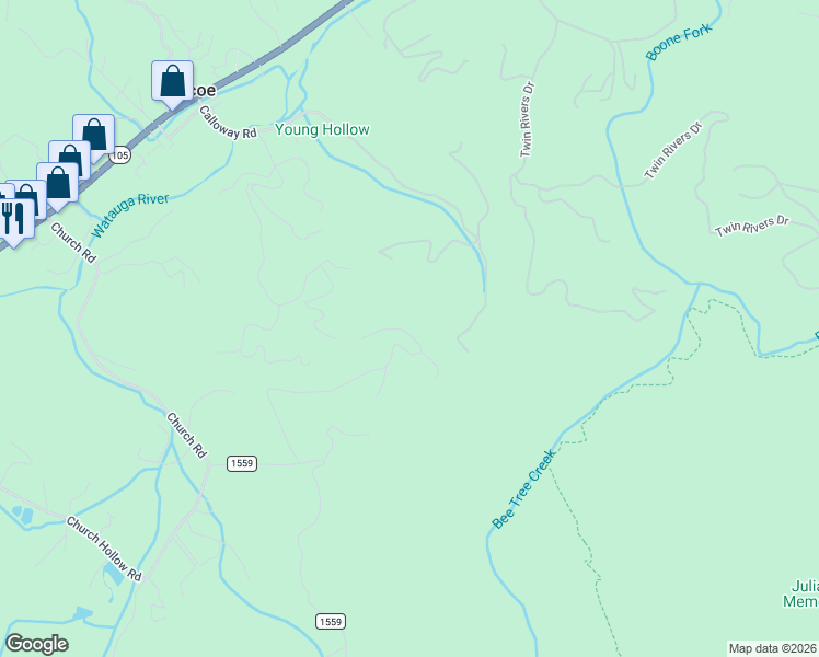 map of restaurants, bars, coffee shops, grocery stores, and more near 779 Jackson Ridge Road in Boone