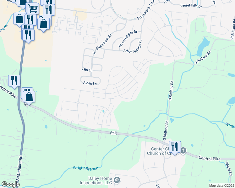 map of restaurants, bars, coffee shops, grocery stores, and more near 1126 Carlisle Place in Mt. Juliet