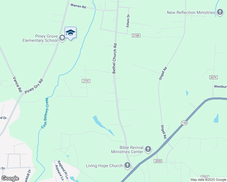 map of restaurants, bars, coffee shops, grocery stores, and more near 2524 Bethel Church Road in Kernersville