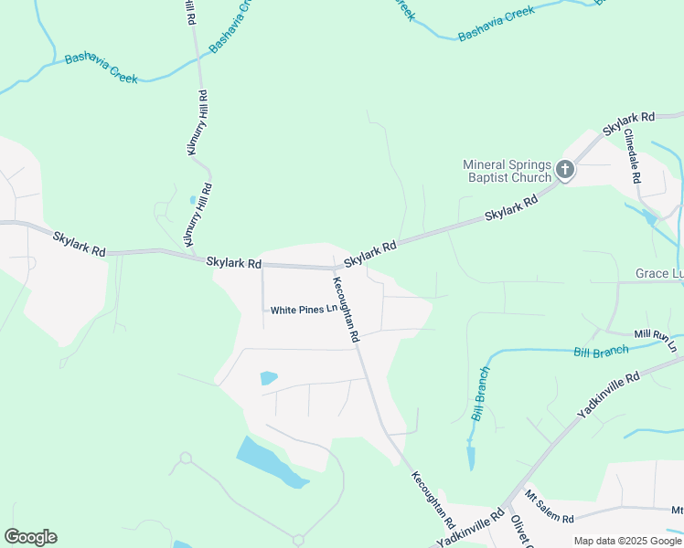 map of restaurants, bars, coffee shops, grocery stores, and more near 5960 Skylark Road in Forsyth County