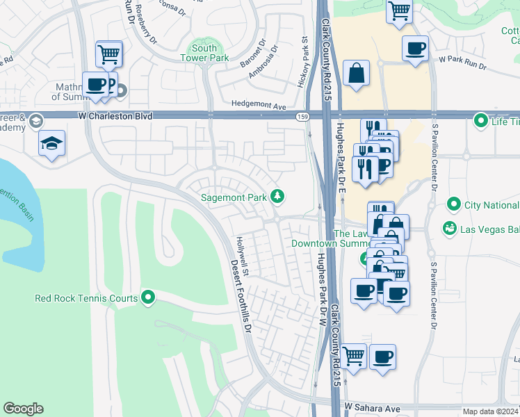 map of restaurants, bars, coffee shops, grocery stores, and more near 11320 Belmont Lake Drive in Las Vegas