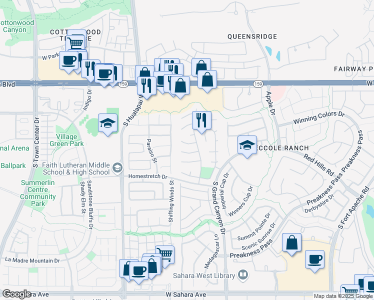 map of restaurants, bars, coffee shops, grocery stores, and more near 9752 Lost Colt Circle in Las Vegas