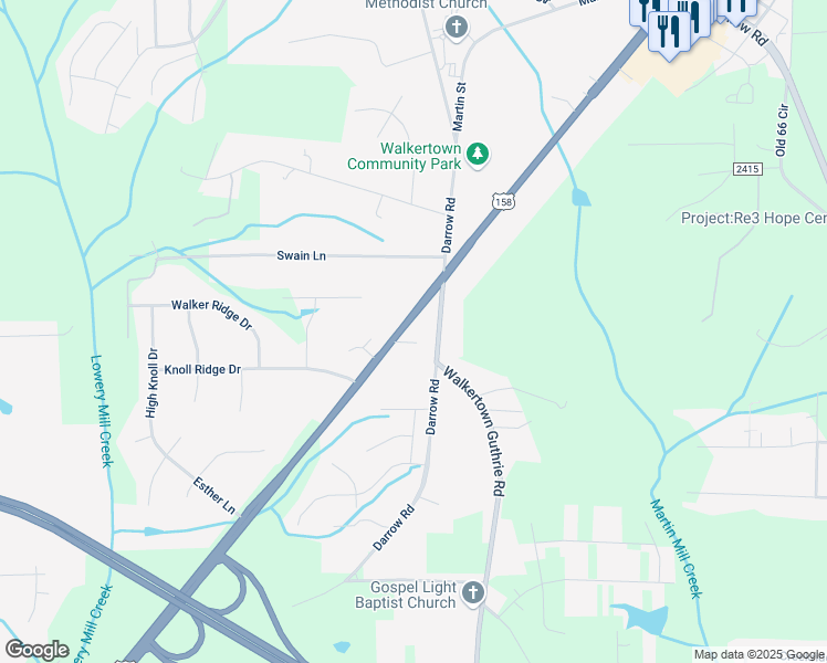 map of restaurants, bars, coffee shops, grocery stores, and more near 4974 Reidsville Road in Walkertown