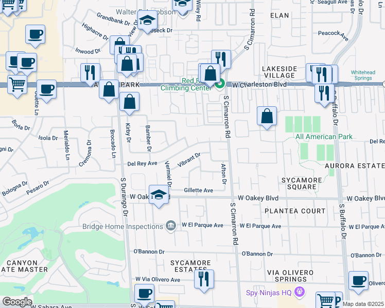 map of restaurants, bars, coffee shops, grocery stores, and more near 8312 Vibrant Drive in Las Vegas