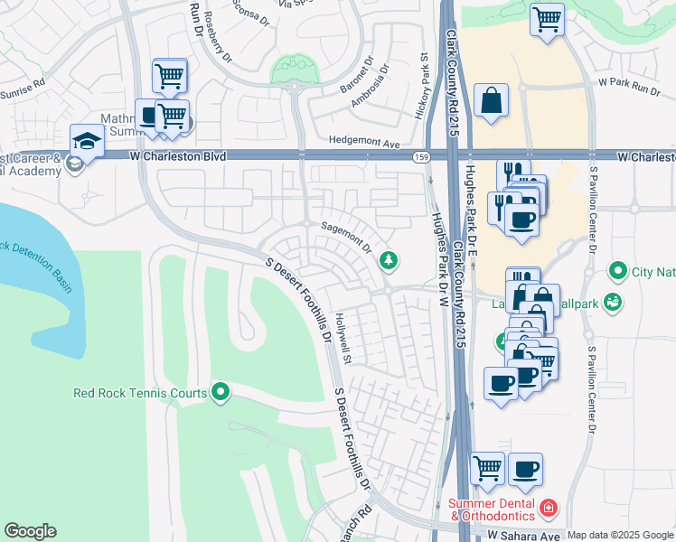 map of restaurants, bars, coffee shops, grocery stores, and more near 11359 Belmont Lake Drive in Las Vegas